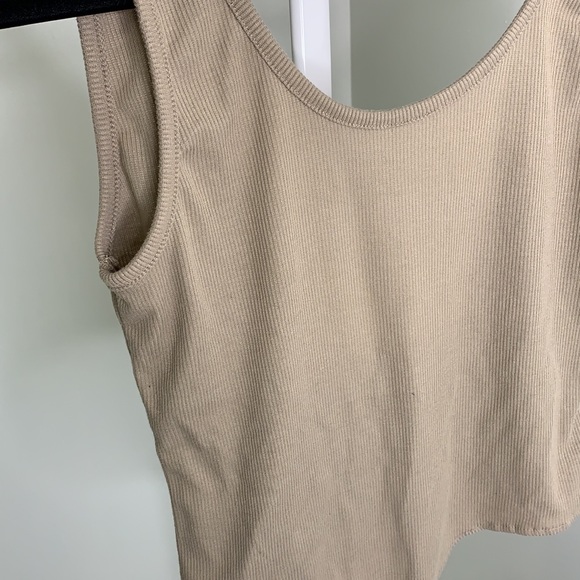 Urban Planet Tan Low Back Ribbed Tank Bodysuit - Picture 3 of 6